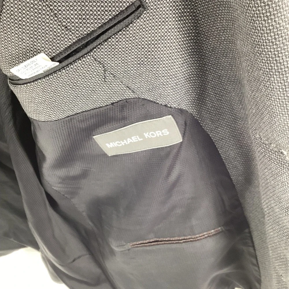 Michael Kors Mens Grey‎ Textured Two Button Blazer Sport Coat 48L Macys Store
